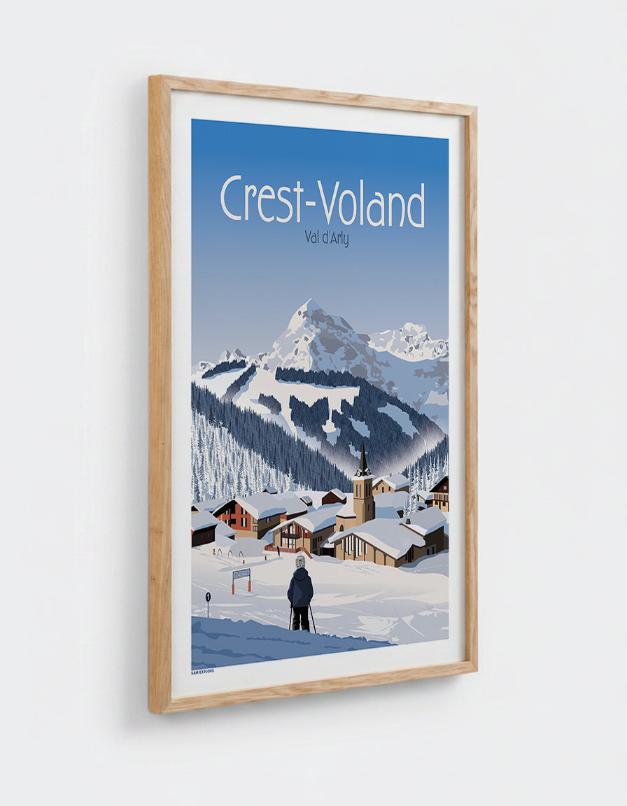 Affiche Crest-Voland avec cadre en chêne 50x70cm