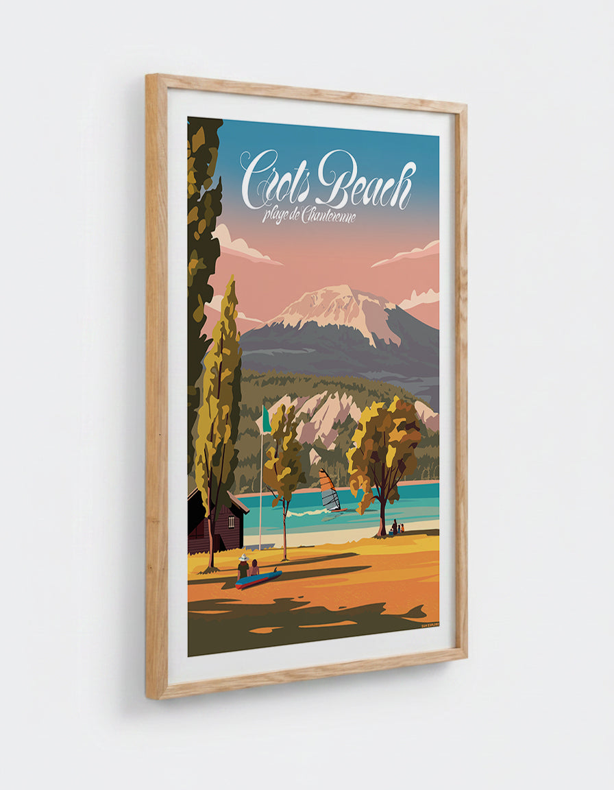 Affiche CrotsBeach avec cadre en chêne 50x70cm