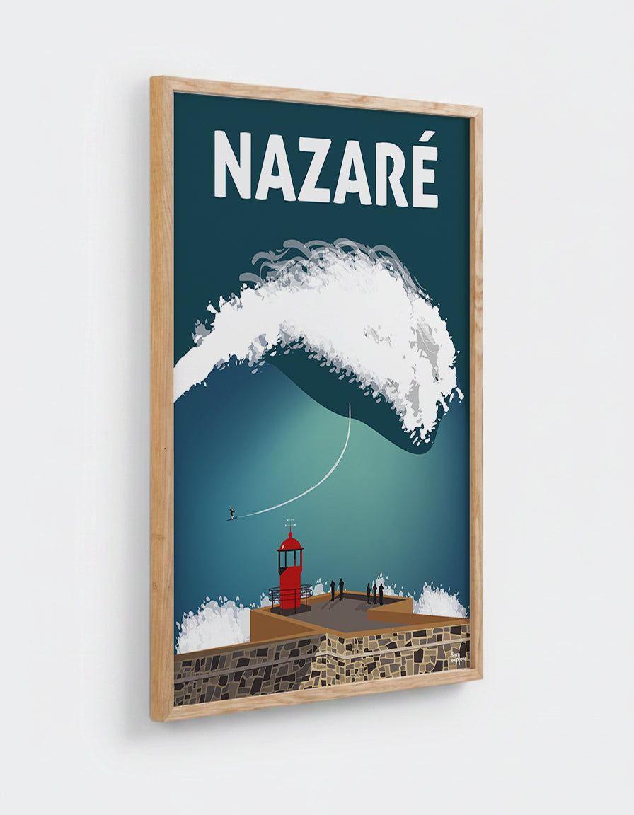 Affiche Nazaré avec cadre en chêne 50x70cm