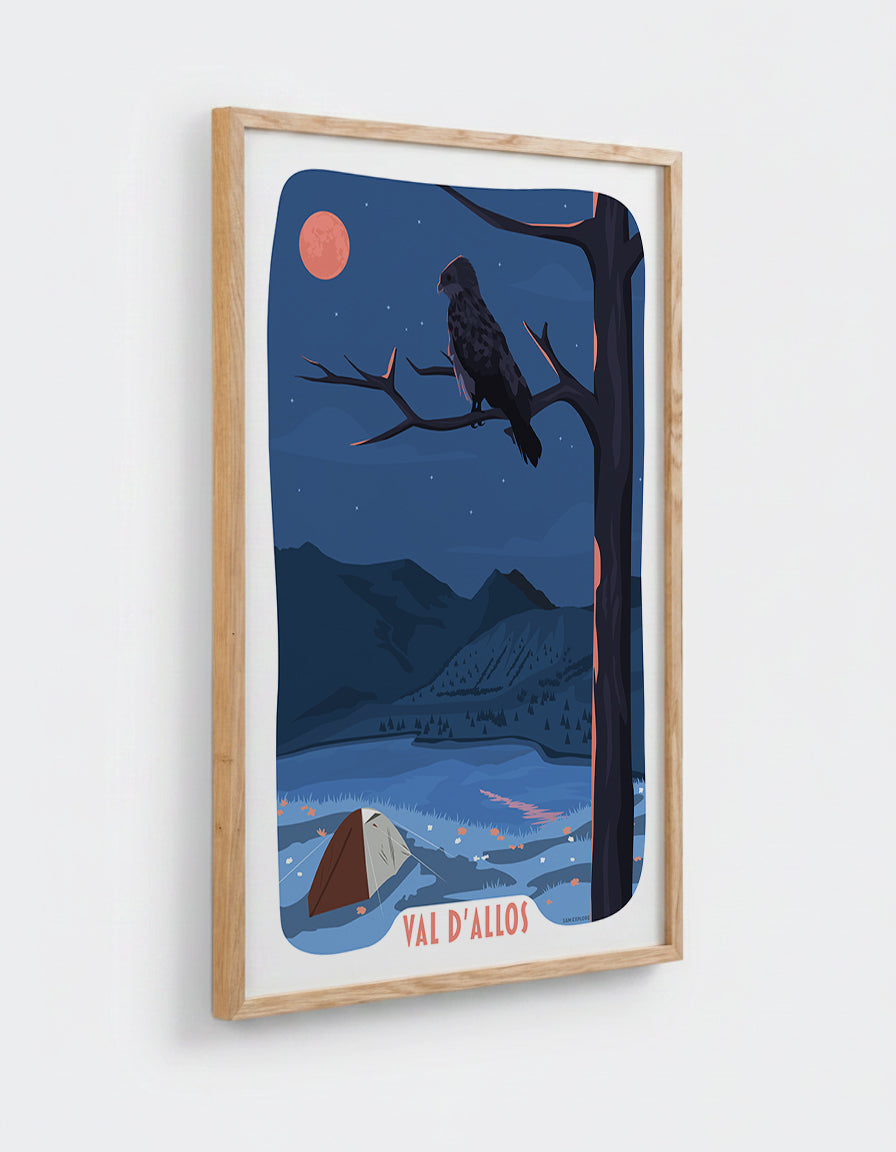 Affiche Val D'allos avec cadre en chêne 50x70cm