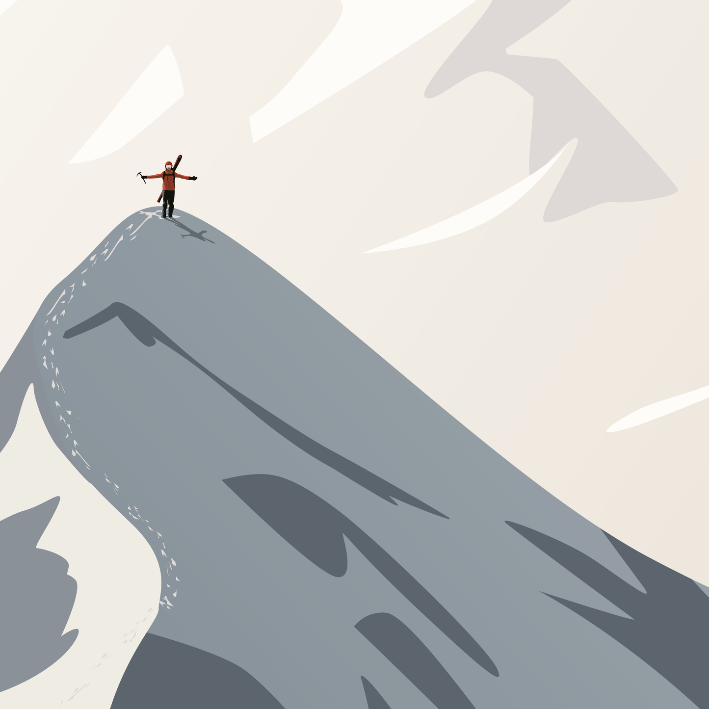 Affiche À la Conquête des Cimes – ski de randonnée en montagne, neige et horizon alpin