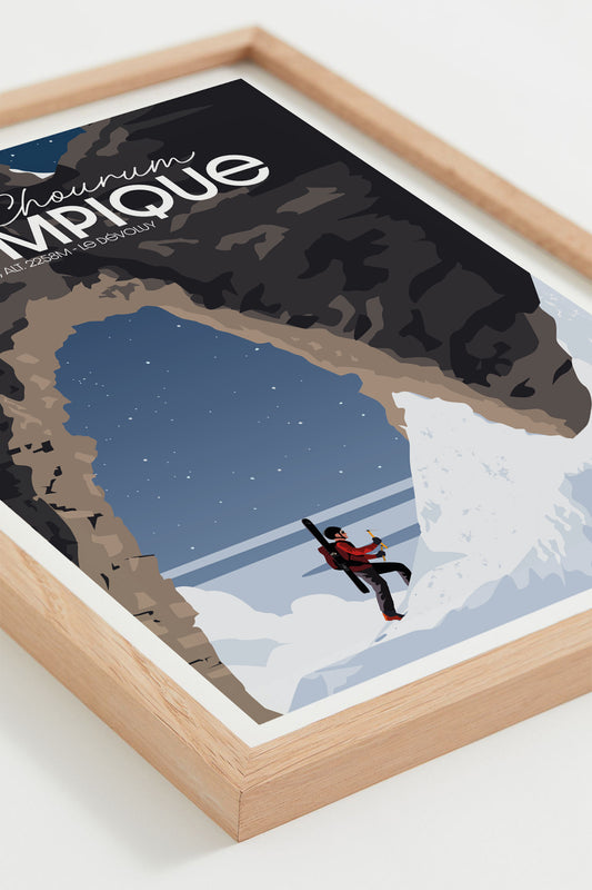 Affiche Chourum Olympique – Le Dévoluy encadrée en décoration murale aventure