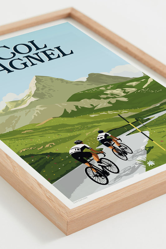 Affiche Col Agnel – route mythique du Queyras, vue encadrée de encadré
