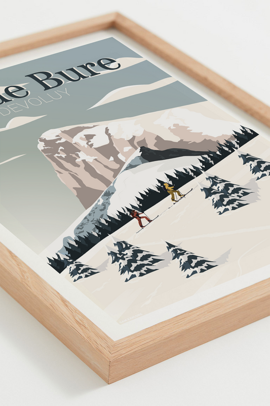 Affiche Pic de Bure – paysage alpin du Dévoluy sous la neige, cadre naturel