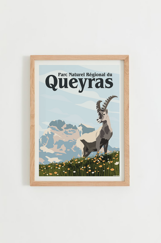 Affiche Queyras – Mont Viso et bouquetin des Alpes, cadre naturel