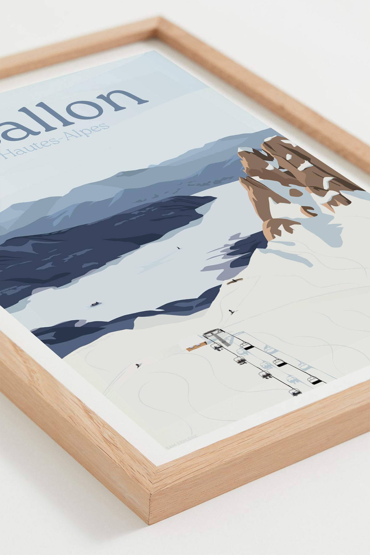 Affiche Réallon – panorama du lac de Serre-Ponçon et de la station de ski, cadre naturel