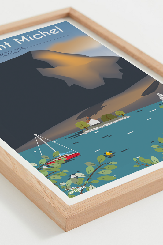 Affiche Baie Saint-Michel – lac de Serre-Ponçon et montagne, cadre naturel