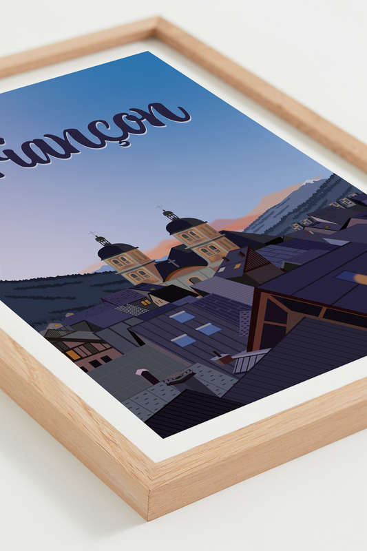 Affiche Briançon – panorama sur la ville fortifiée, cadre naturel