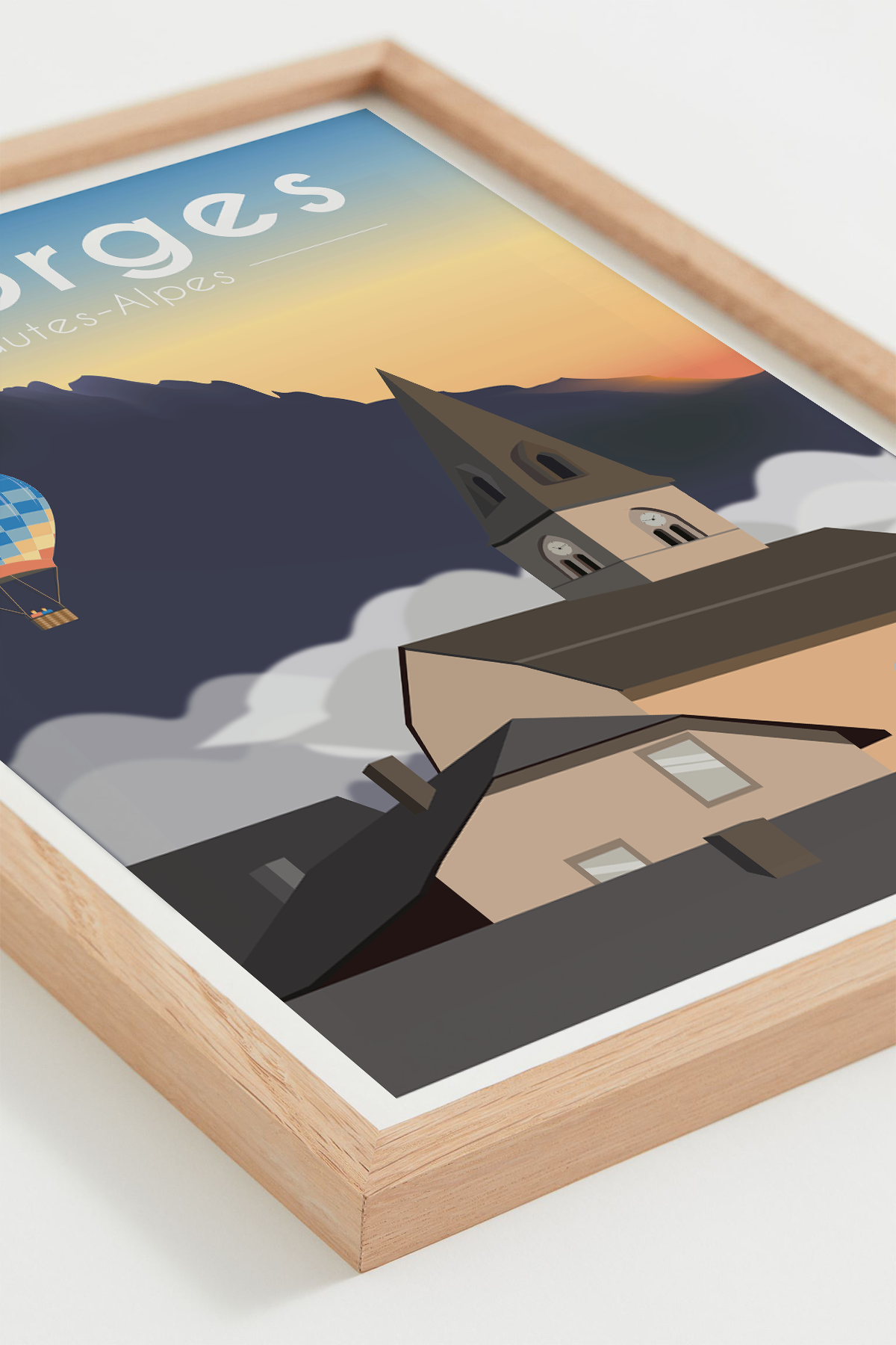 Affiche Chorges – panorama du village et montagnes des Hautes-Alpes, cadre naturel