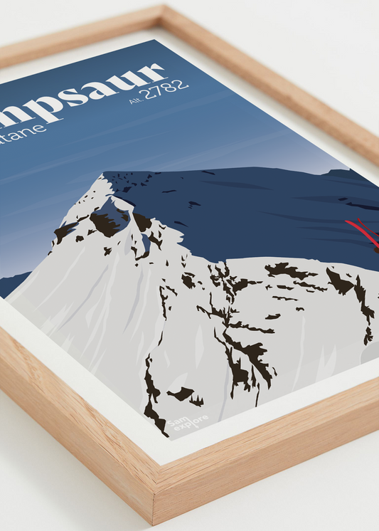 Affiche Grande Autane – ski de randonnée face au sommet du Champsaur, cadre naturel