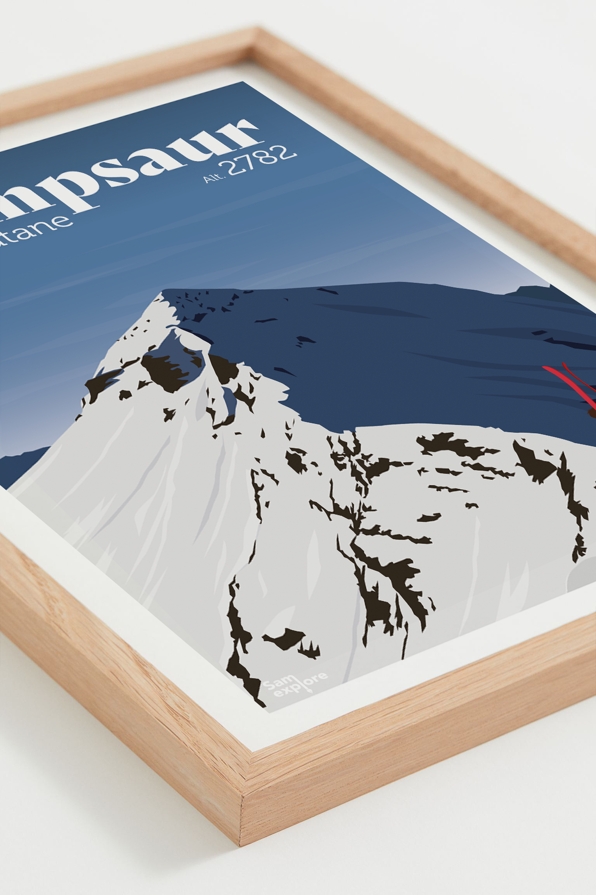 Affiche Grande Autane – ski de randonnée face au sommet du Champsaur, cadre naturel