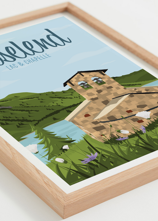 Affiche Roselend – lac alpin et montagne du Beaufortin, cadre chêne