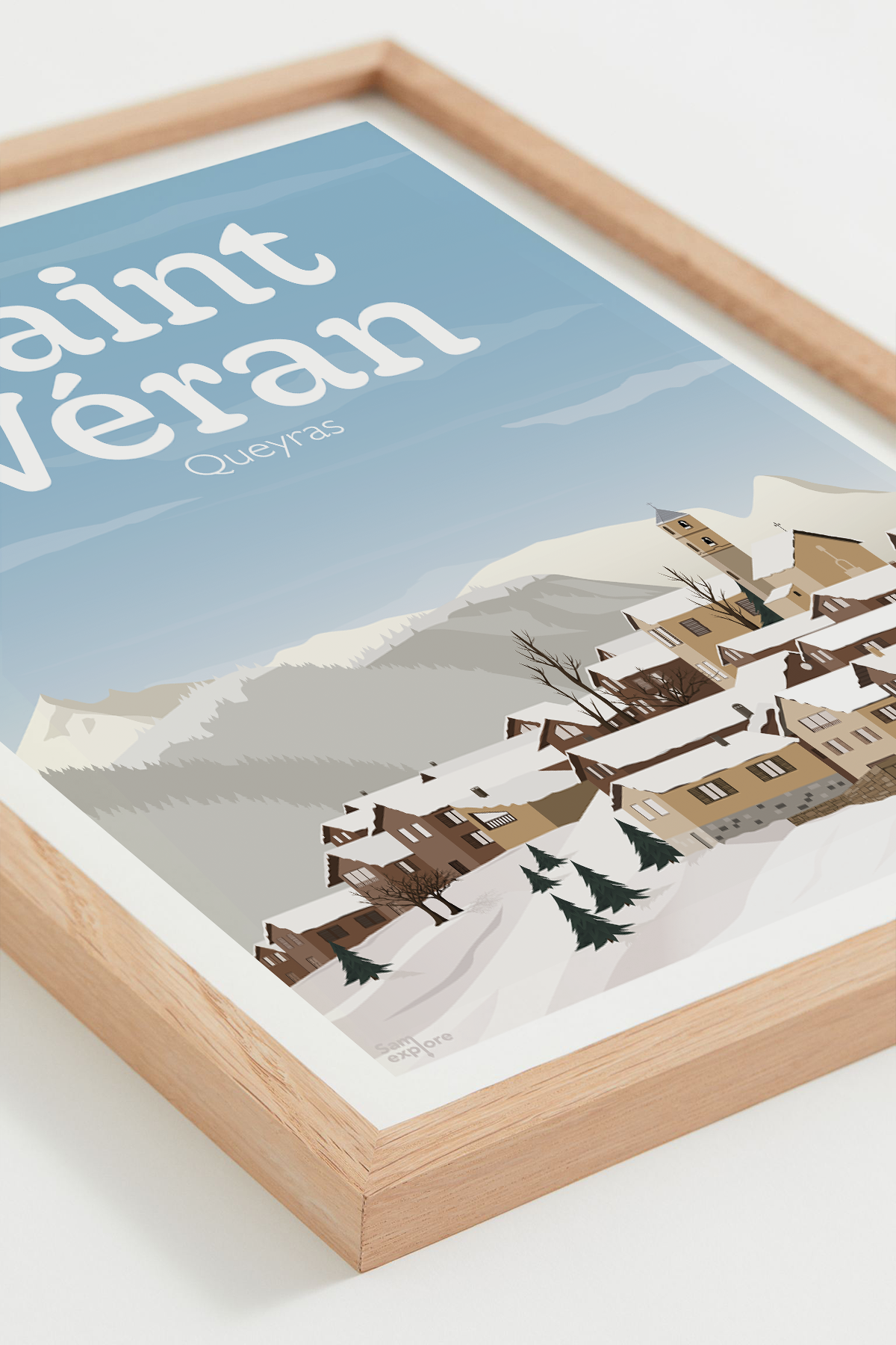 Affiche Saint-Véran – chalets sous la neige dans le Queyras, cadre naturel