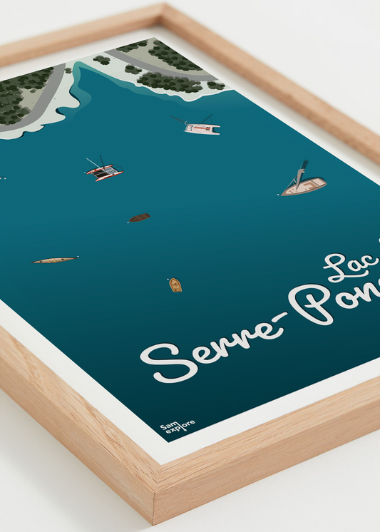 Affiche Lac de Serre-Ponçon – bateaux sur le lac alpin, cadre naturel