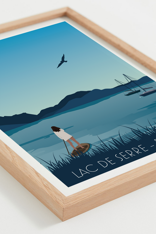 Affiche Serre-Ponçon – stand up paddle sur les eaux turquoise, cadre naturel