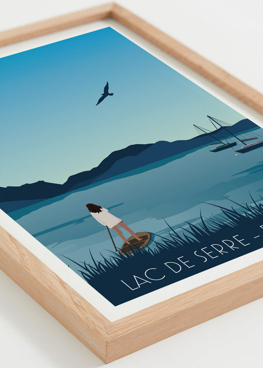 Affiche Serre-Ponçon – stand up paddle sur les eaux turquoise, cadre naturel