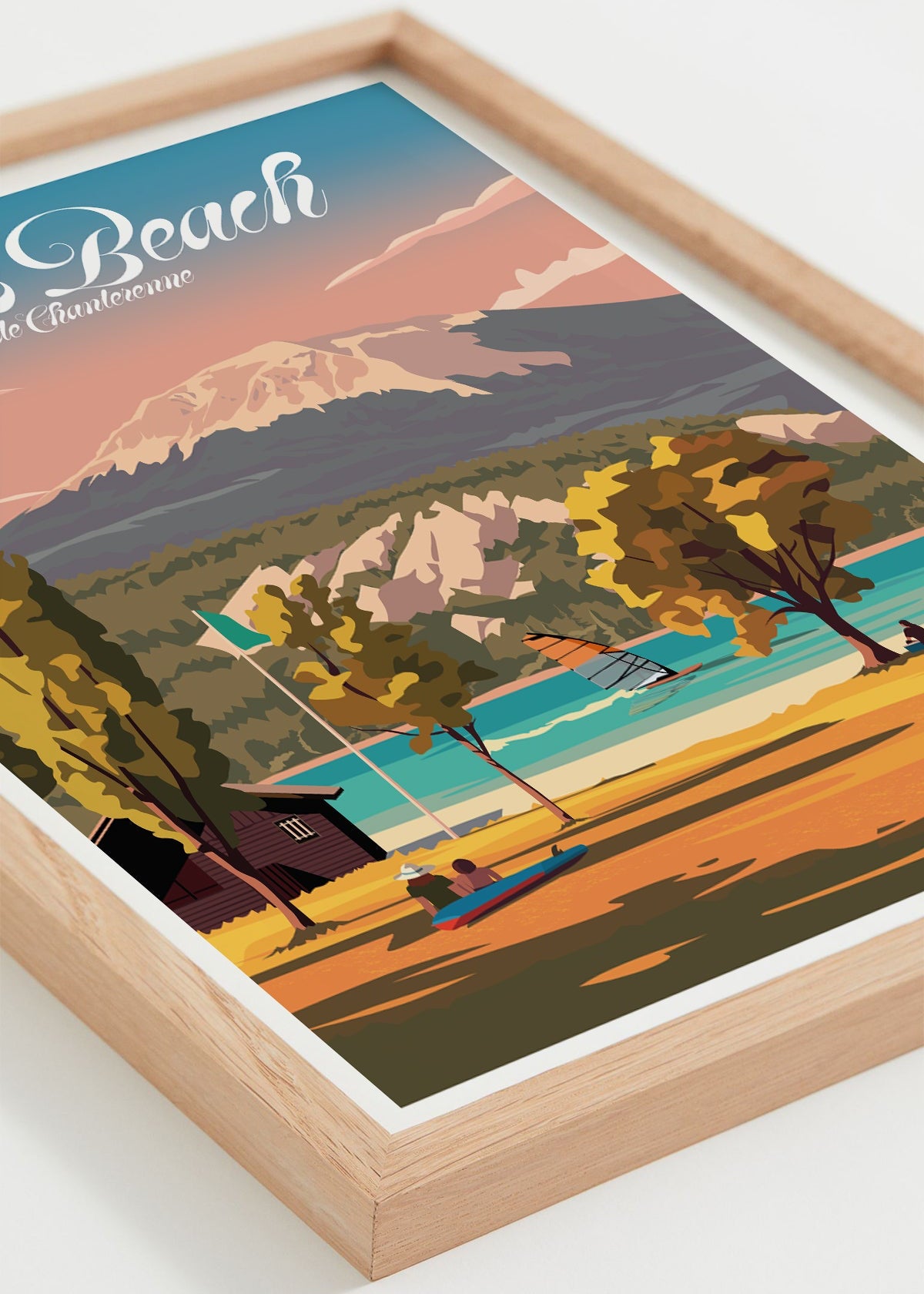 Affiche Serre-Ponçon, plage de chanterenne, spot planche à voile