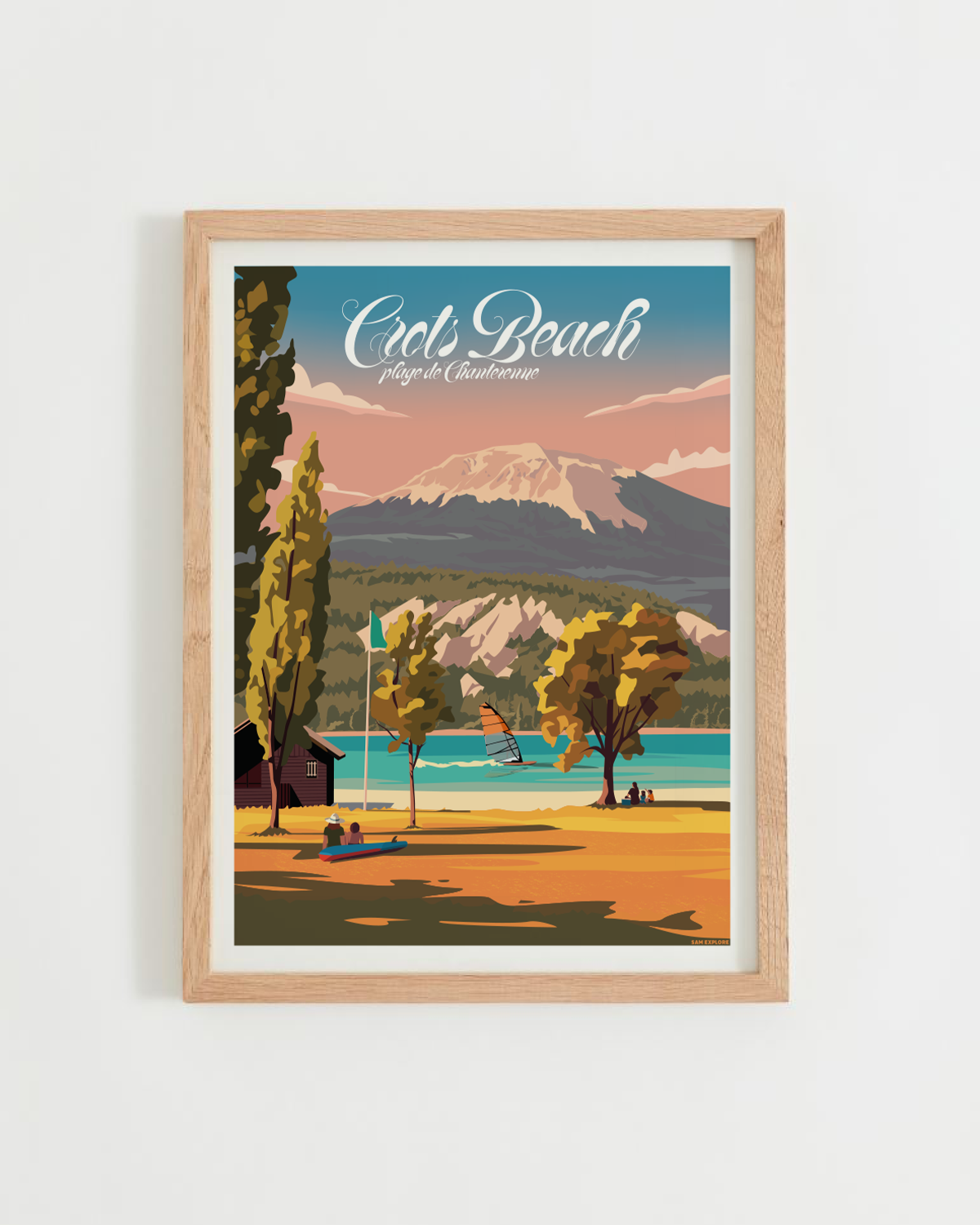 Affiche crots beach, plage de chanterenne, serre-ponçon