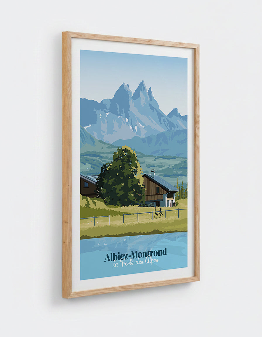 Affiche Albiez-Montrond avec cadre en chêne 50x70cm