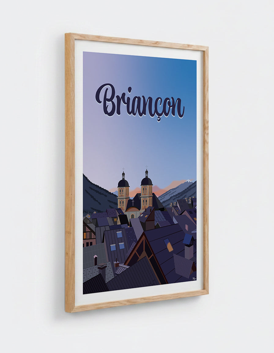 Affiche Briançon avec cadre en chêne 50x70cm