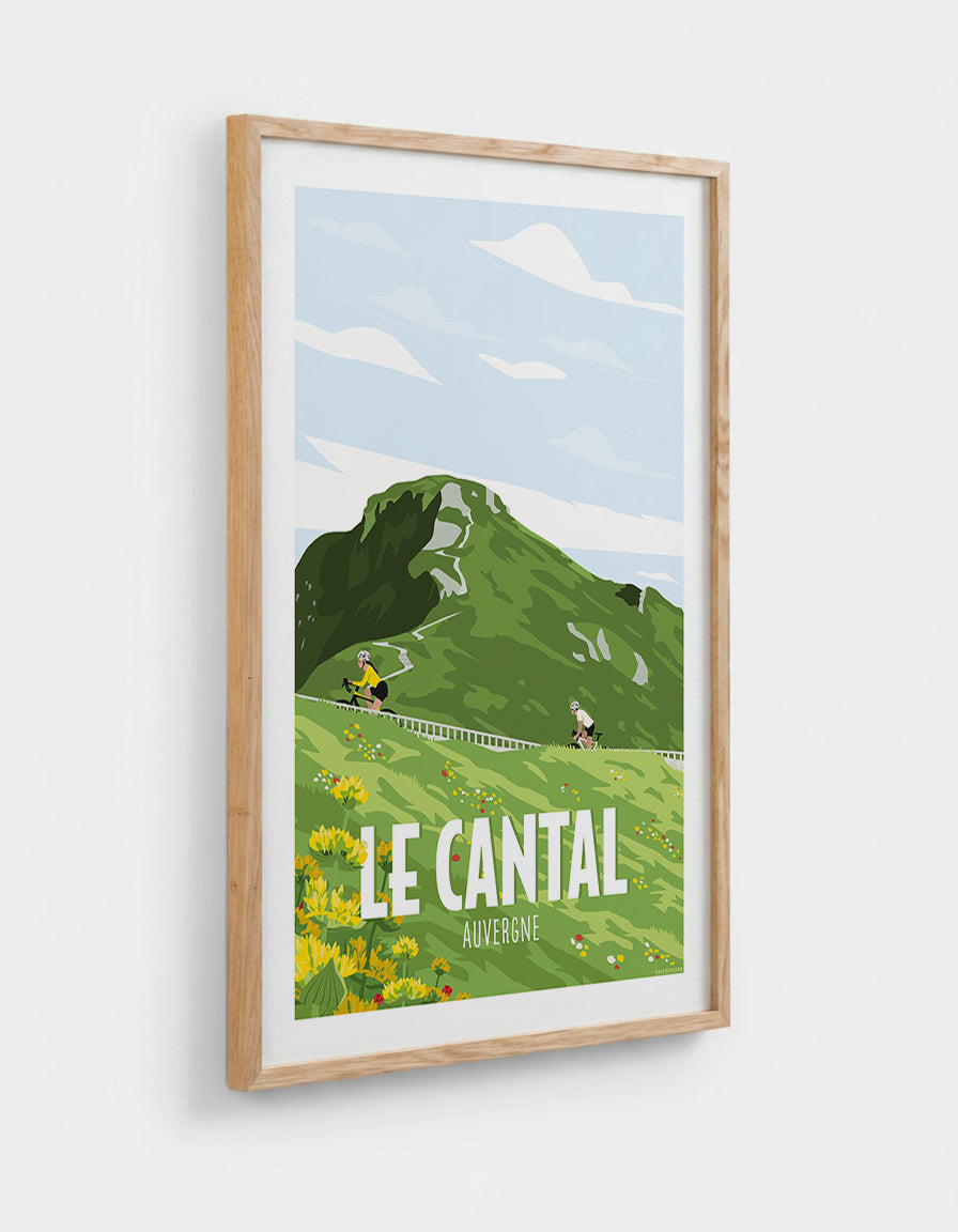 Affiche Cantal avec cadre en chêne 50x70cm