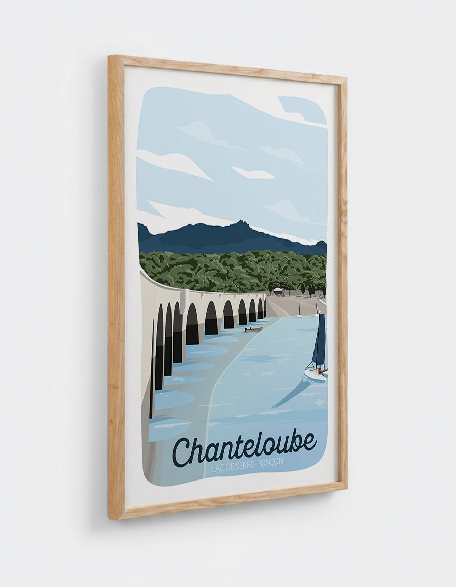 Affiche Chanteloube avec cadre en chêne 50x70cm