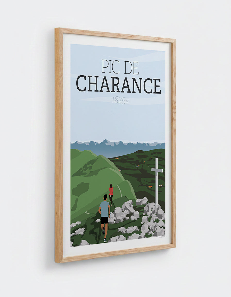 Affiche Pic de Charance avec cadre en chêne 50x70cm