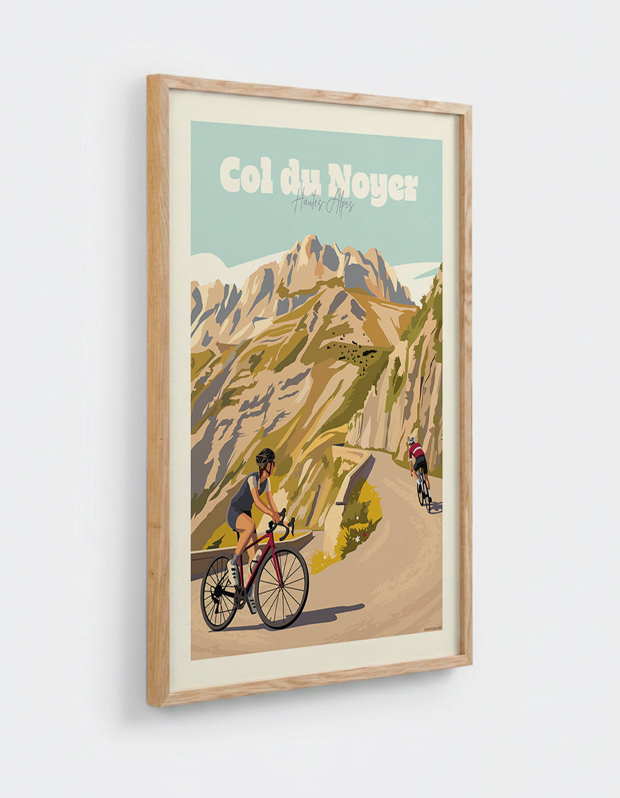 Affiche Col du Noyer avec cadre en chêne