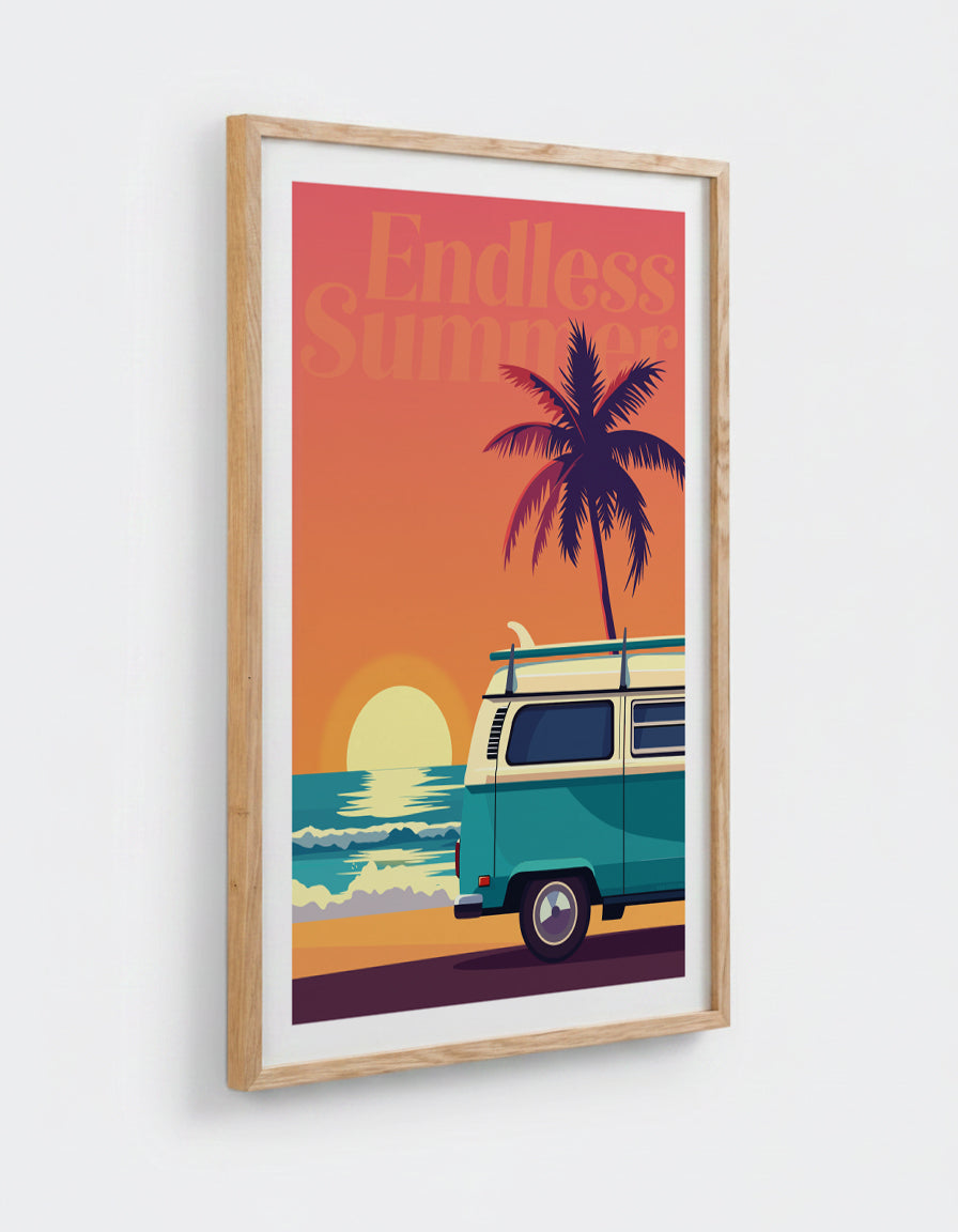 Affiche Endless Summer avec cadre en chêne 50x70cm