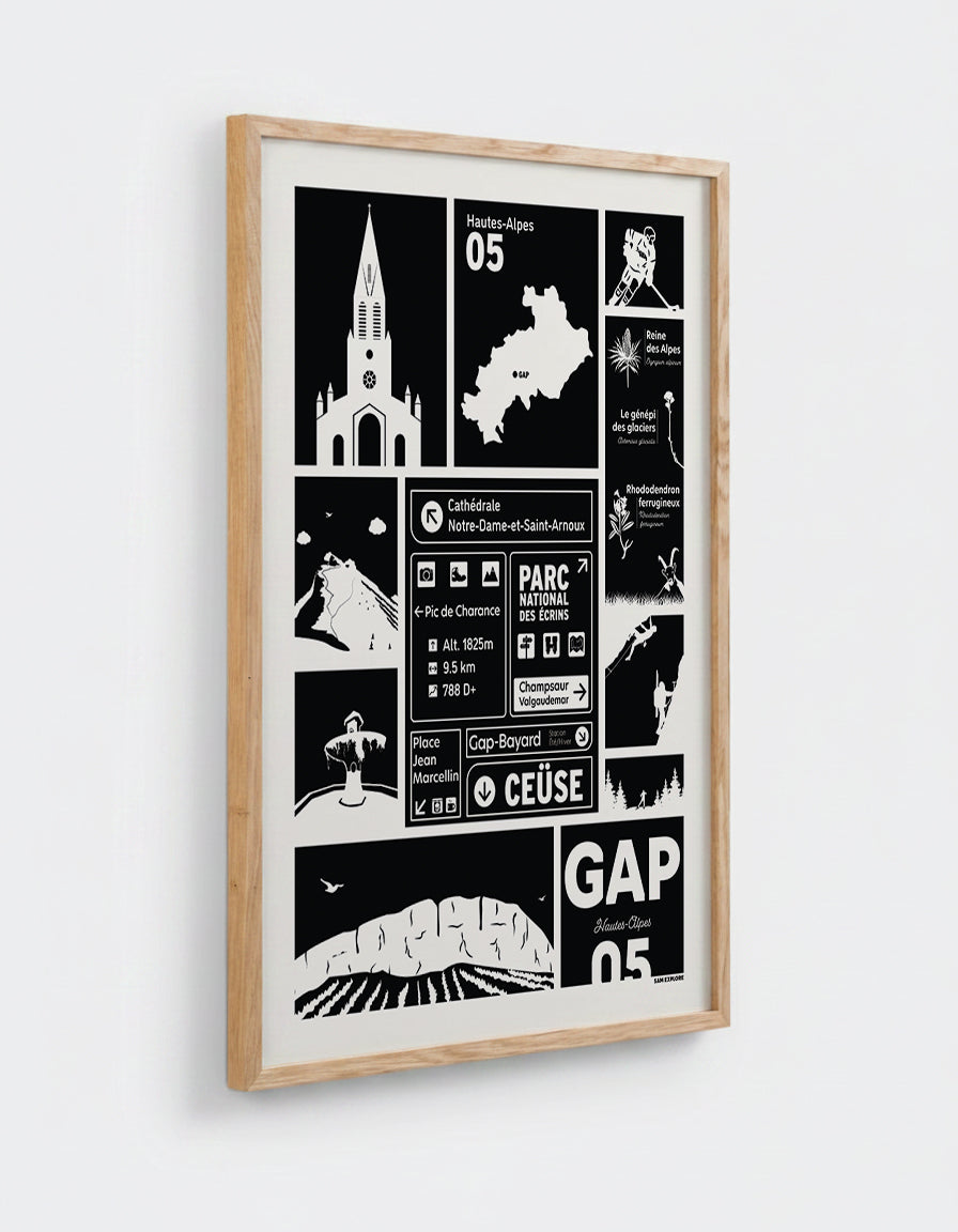 Affiche Gap avec cadre en chêne 50x70cm