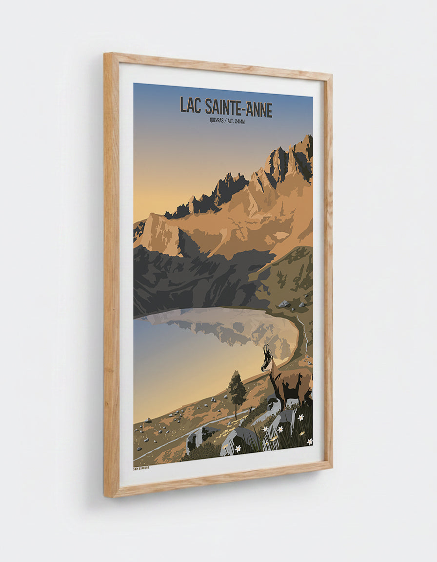 Affiche Lac Sainte-Anne avec cadre en chêne 50x70cm