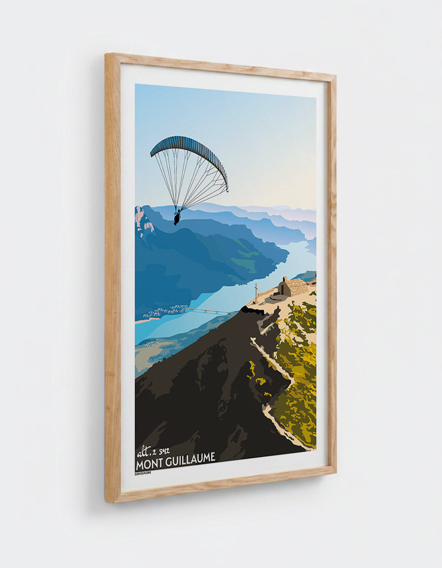 Affiche Mont Guillaume avec cadre en chêne 50x70cm
