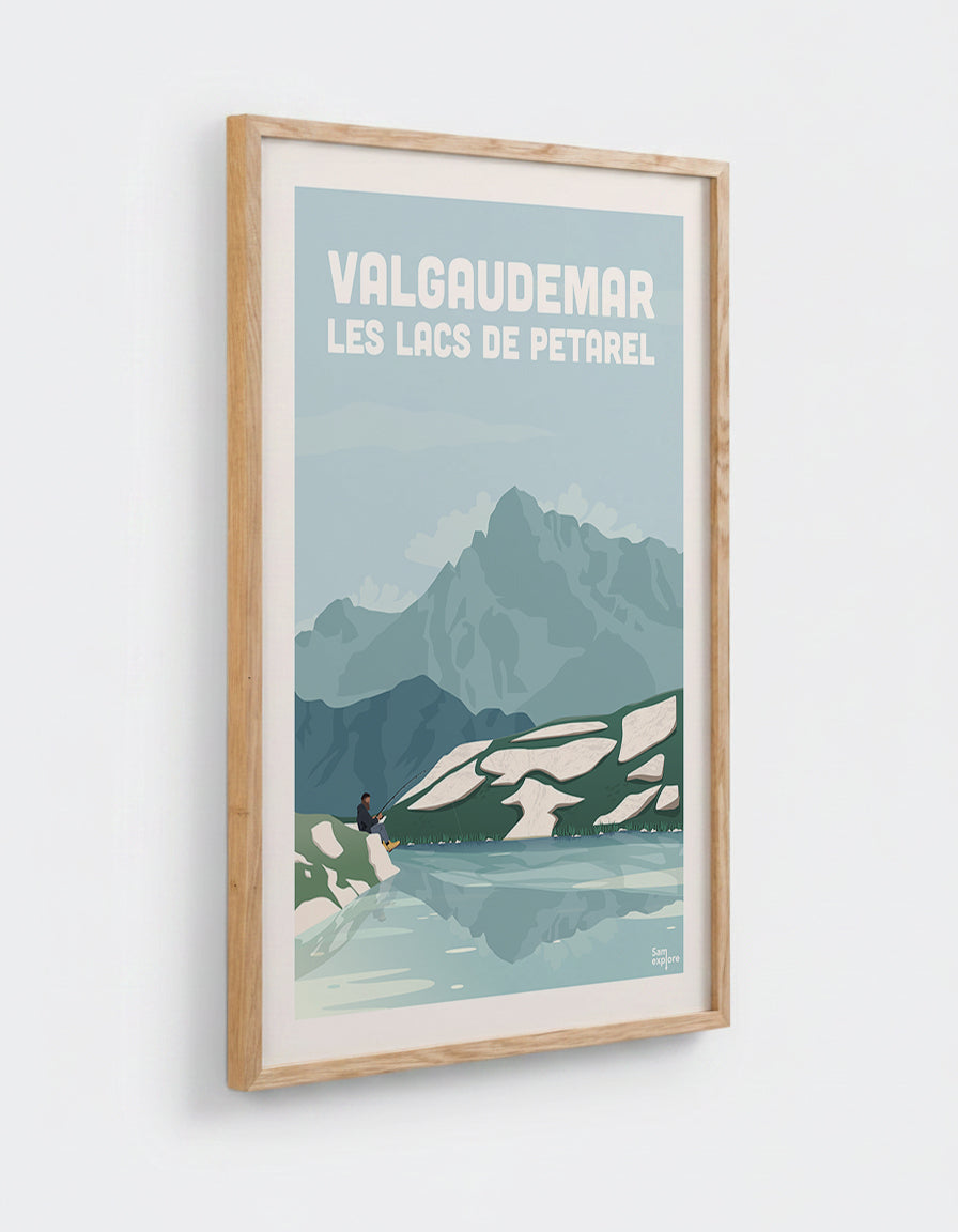 Affiche Lacs de Pétarel avec cadre en chêne 50x70cm