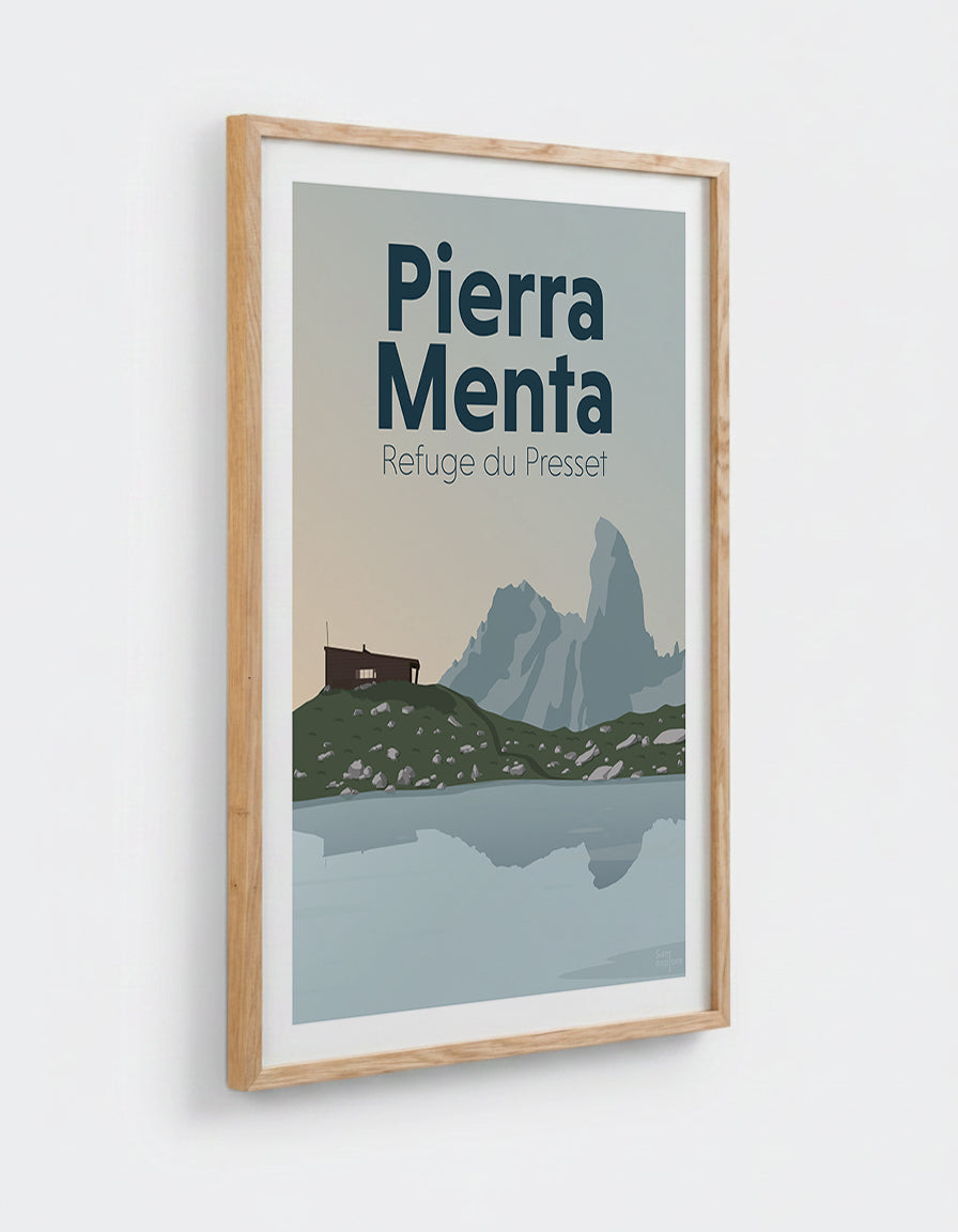 Affiche Pierra Menta avec cadre en chêne 50x70cm