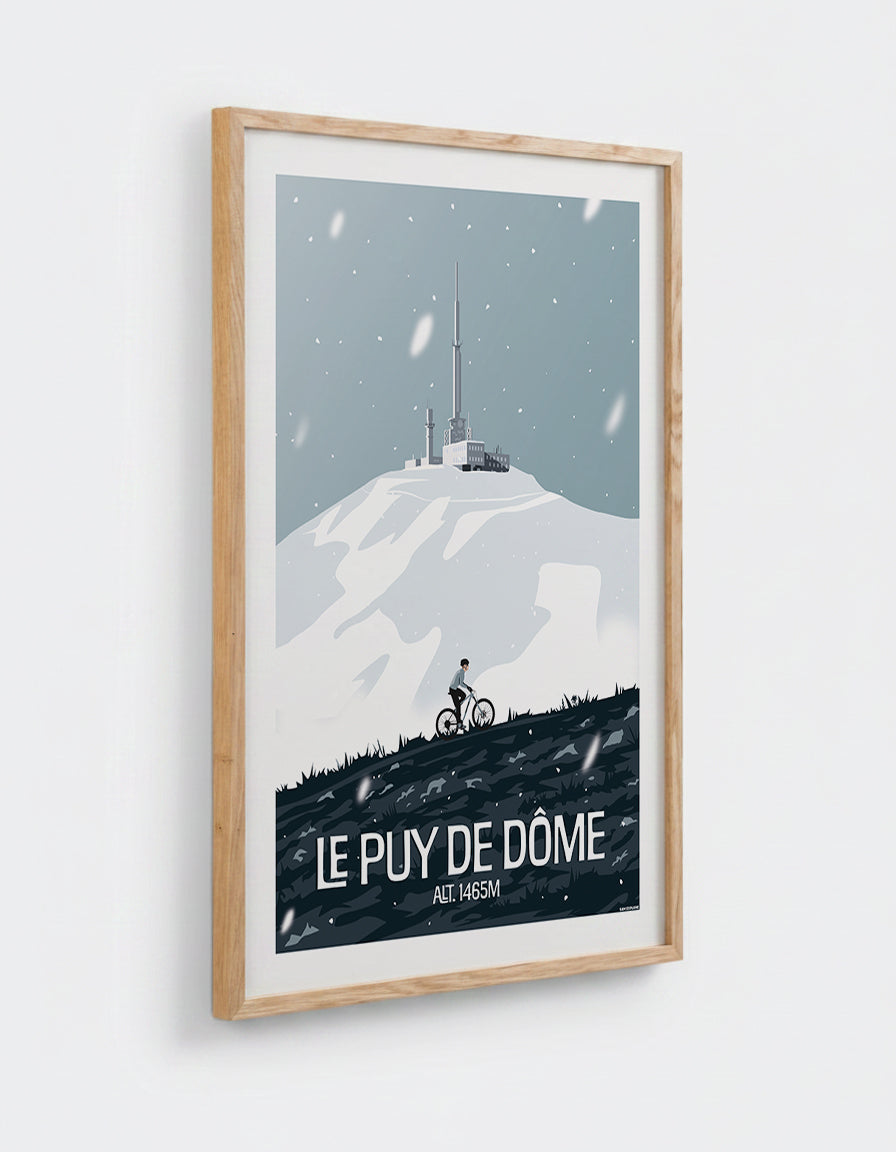 Affiche Puy de Dôme avec cadre en chêne 50x70cm