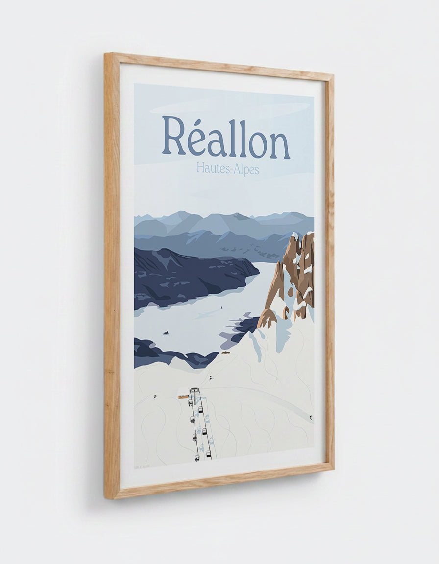 Affiche Réallon avec cadre en chêne 50x70cm