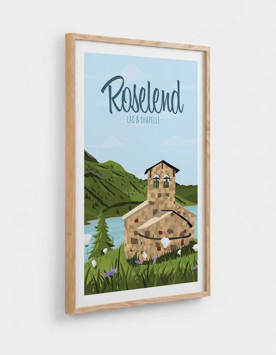 Affiche Roselend avec cadre en chêne 50x70cm