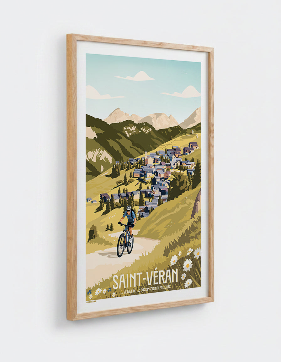 Cadre en chêne 50x70 avec affiche Saint Véran été