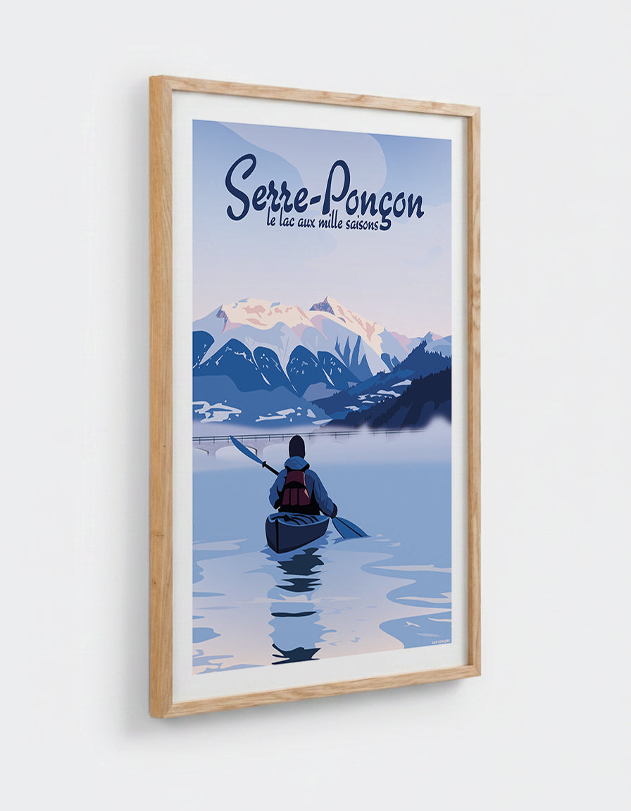 Affiche Serre-Ponçon cadre en chêne 50x70cm