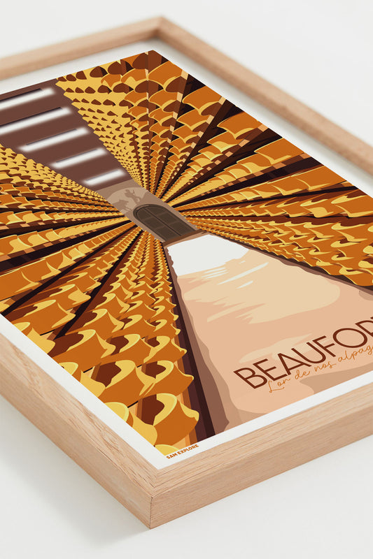Illustration Beaufort AOP, perspective graphique des meules en cave