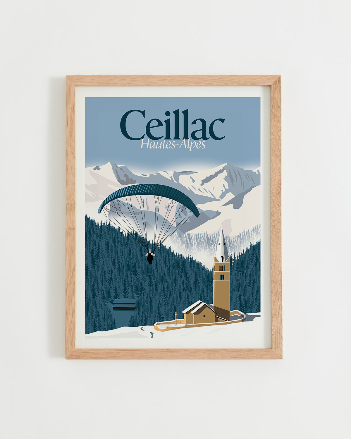 Affiche Ceillac Hiver – village enneigé du Queyras sous un ciel d’hiver