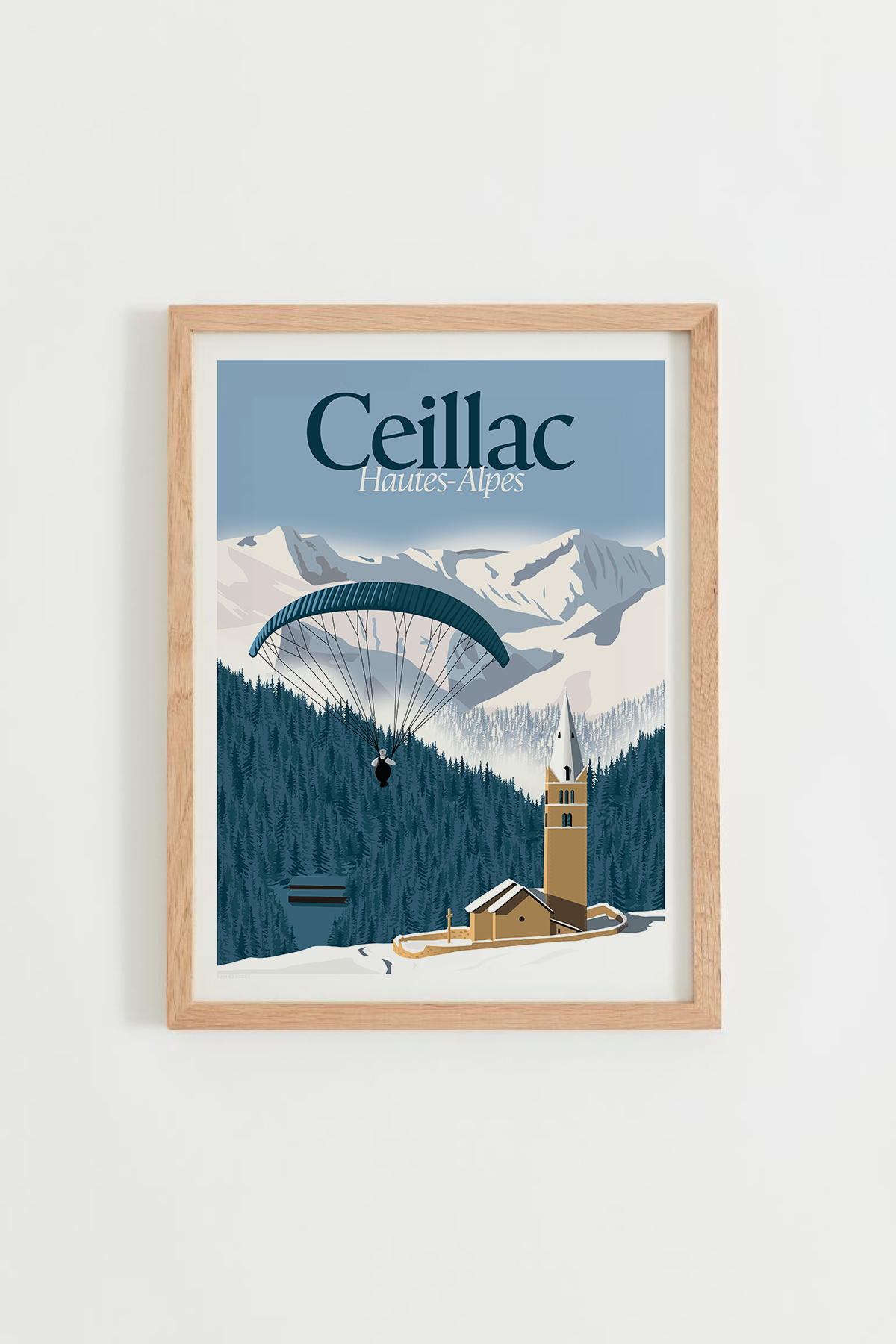 Affiche Ceillac Hiver – village enneigé du Queyras sous un ciel d’hiver