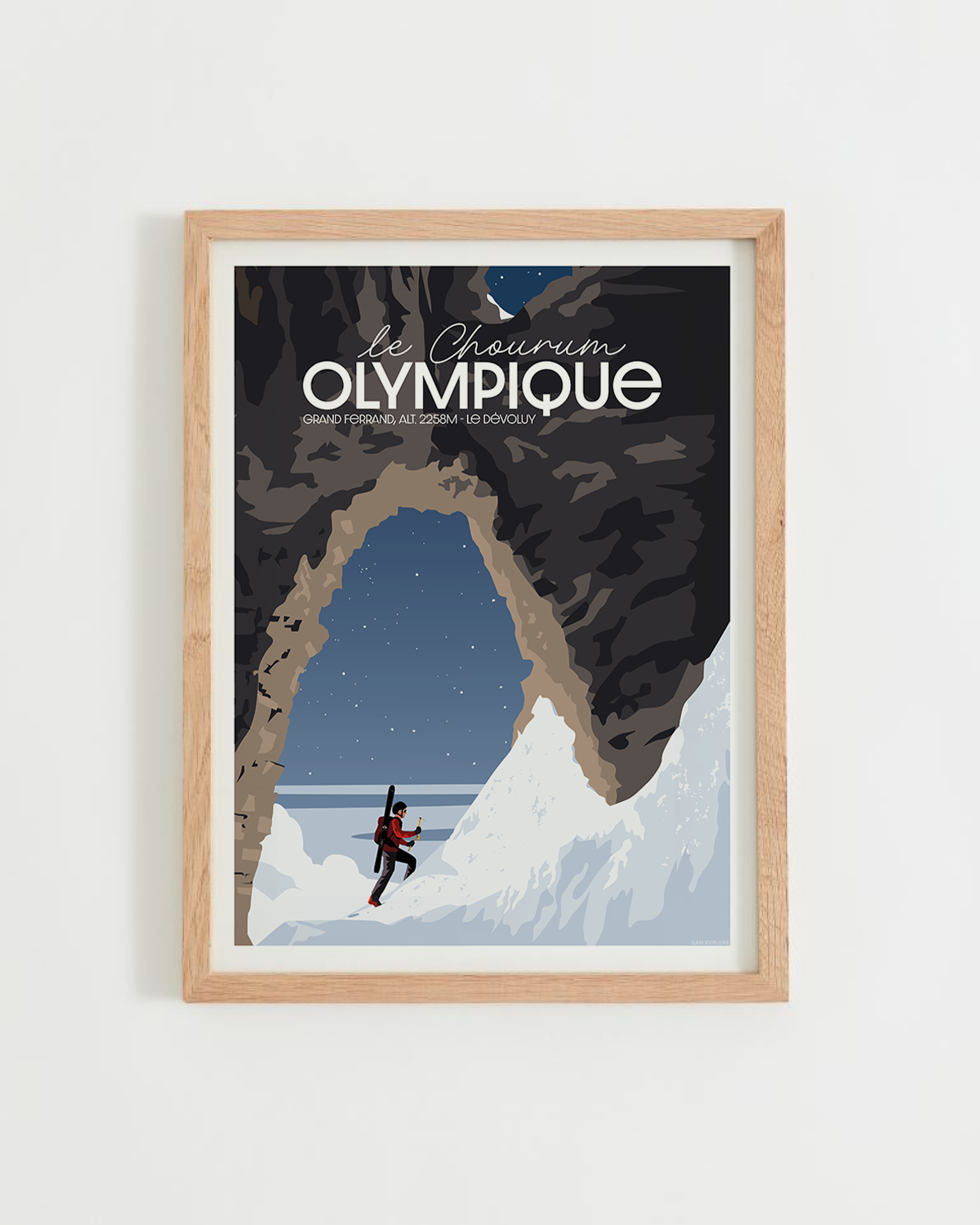 Affiche Chourum Olympique dans le Dévoluy avec un skieur-alpiniste au petit matin