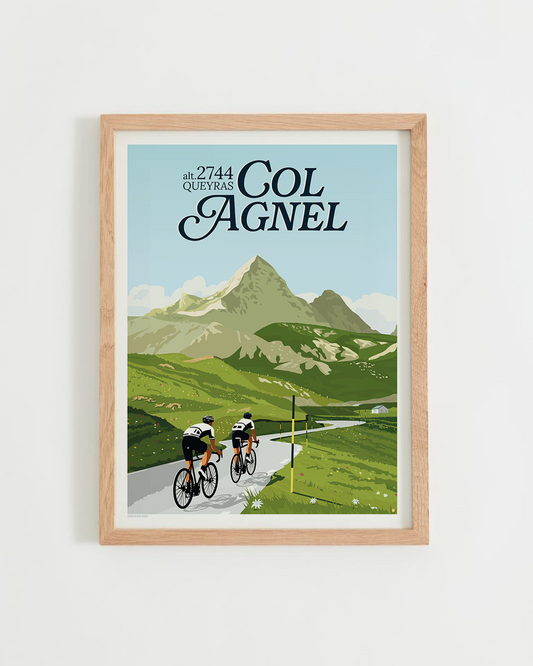 Affiche Col Agnel – route de montagne entre la France et l’Italie, panorama alpin