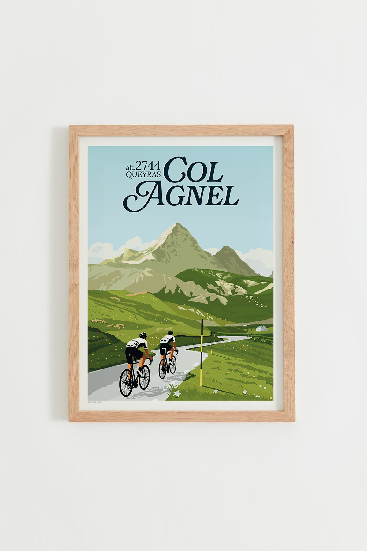 Affiche Col Agnel – route de montagne entre la France et l’Italie, panorama alpin
