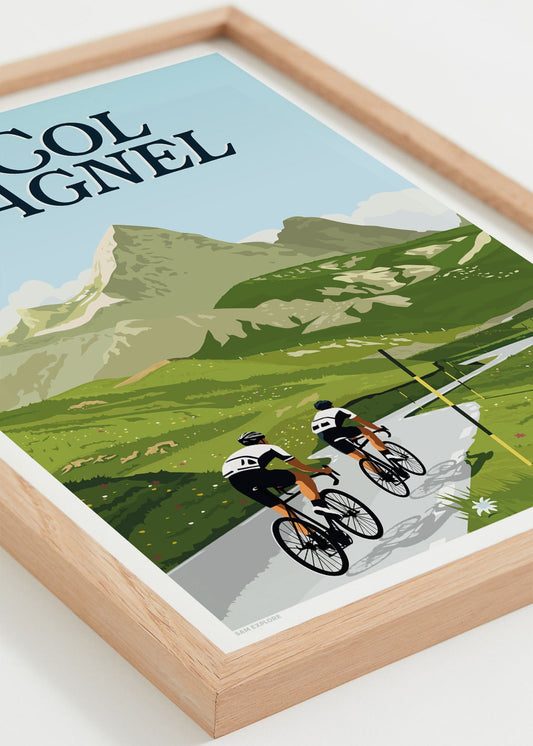 Affiche Col Agnel – route mythique du Queyras, vue encadrée de encadré