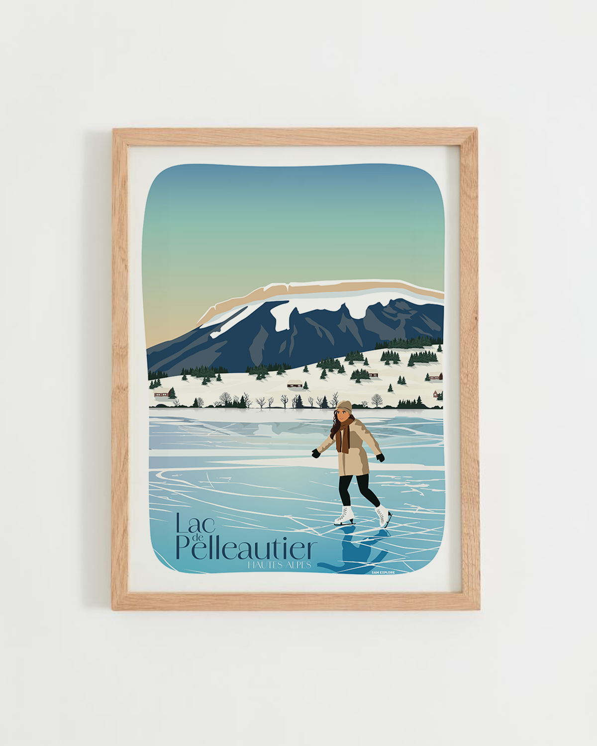 Affiche Lac de Pelleautier – lac alpin près de Gap, reflets des montagnes des Hautes-Alpes