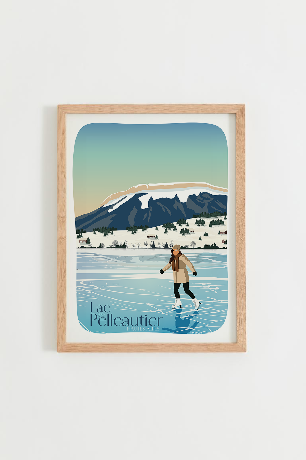 Affiche Lac de Pelleautier – lac alpin près de Gap, reflets des montagnes des Hautes-Alpes