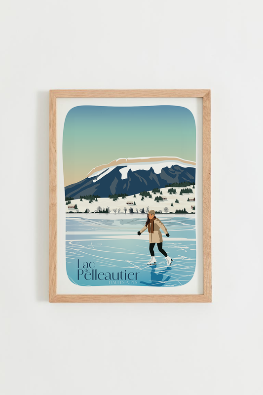 Affiche Lac de Pelleautier – lac alpin près de Gap, reflets des montagnes des Hautes-Alpes