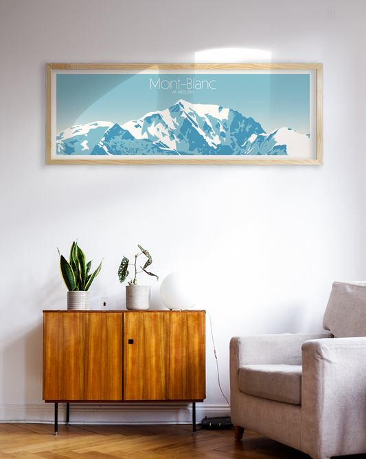 Affiche panoramique du Mont Blanc vue depuis le Mont Lachat côté français